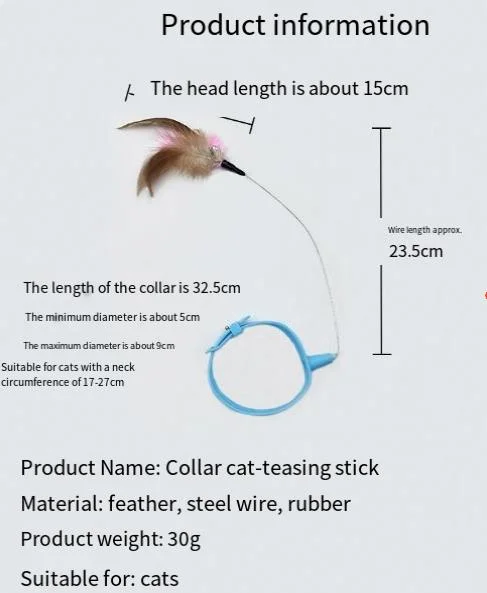 Funny Feather Teaser Stick with Bell Pets Collar Kitten Playing Teaser Wand Training Toys for Cats Supplies