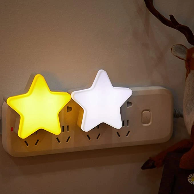 LED Plug-in Night Light for Kids Dusk to Dawn Sensor Star Night Lights Pentagram Shaped LED Light Lamps for Bedroom Bathroom Kids Room, Take Care Children Sleep