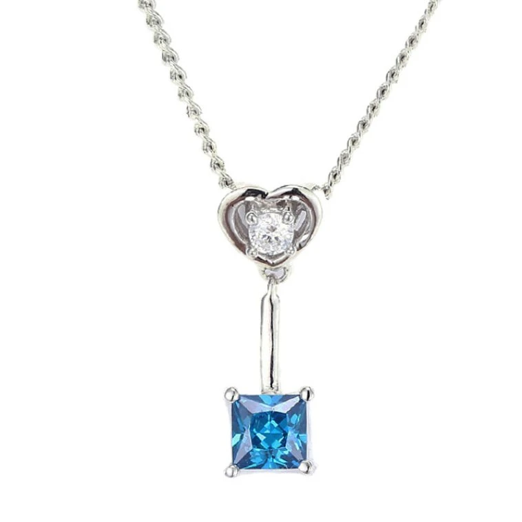 Costume Jewelry Aquamarine CZ Square Pendant Hanging for Man and Woman Birthday