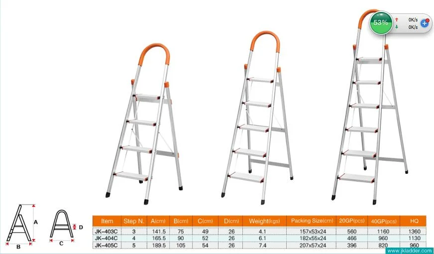 3steps Aluminium Household Ladder (JK-403C)