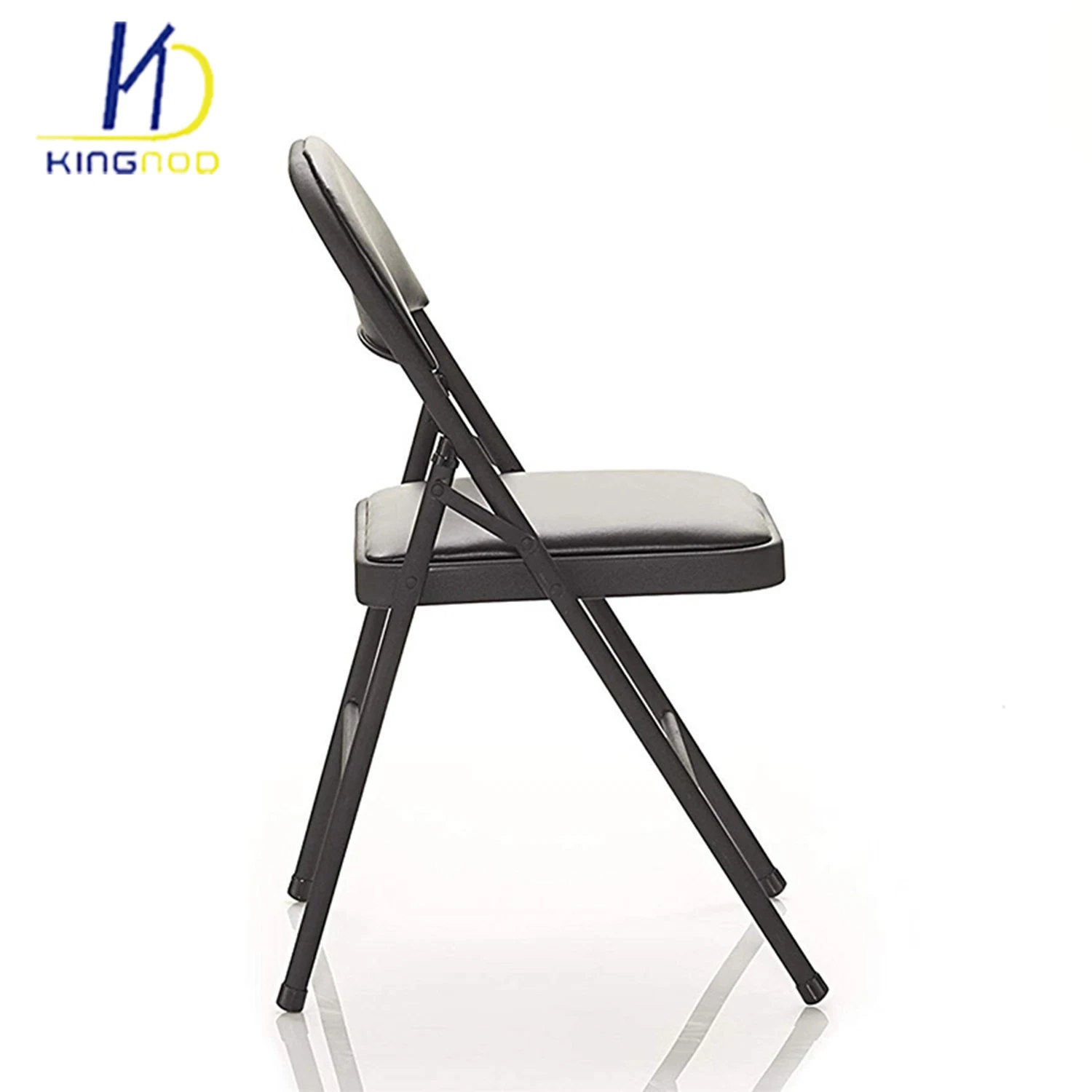 Precio de silla plegable de metal de cuero PU negro para conferencias/banquetes/oficina/visitantes/muebles de catering al por mayor.