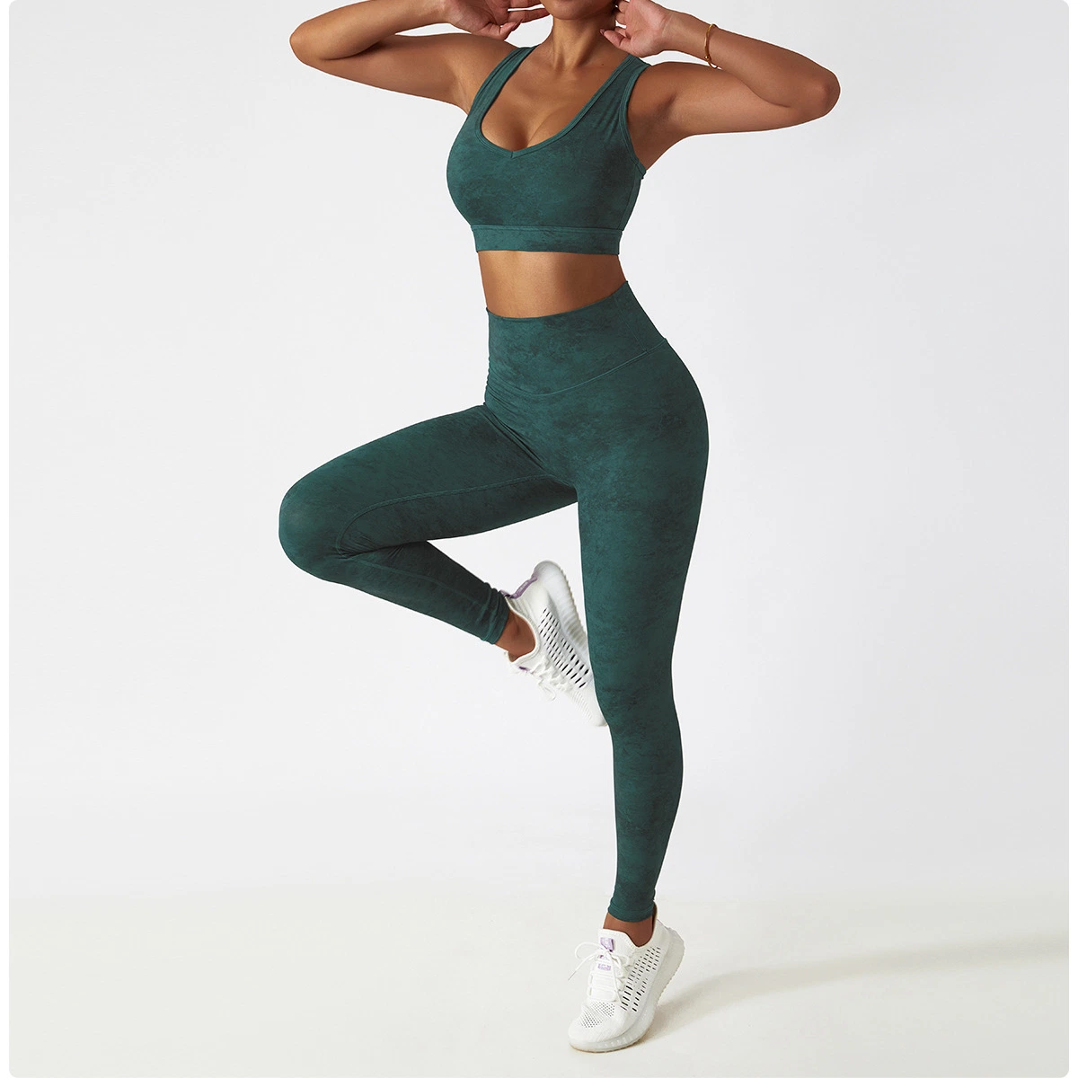 Frauen Yoga Hosen Gym Training Kleidung Push-up Leggings Elastische Hose Mit Hohem Bund Und Tie Dye Leggings Set Bekleidung