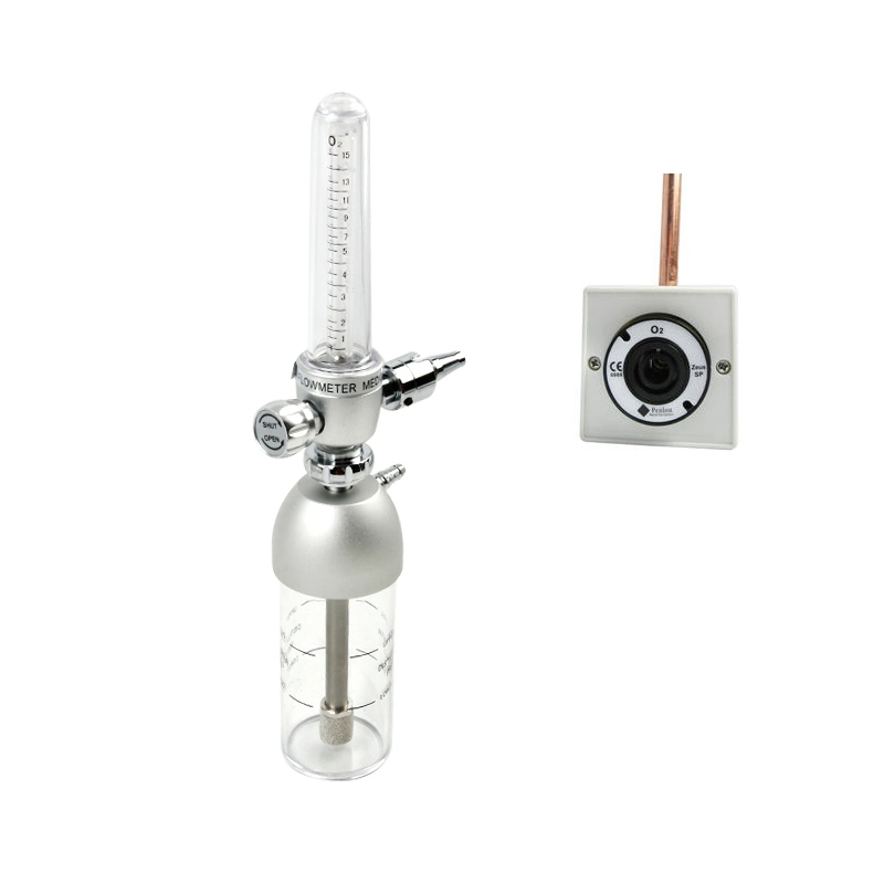 Medical Equipment Gas Supplier Wall Mounted Single Style Brass Oxygen Flow Meter with British Adapter