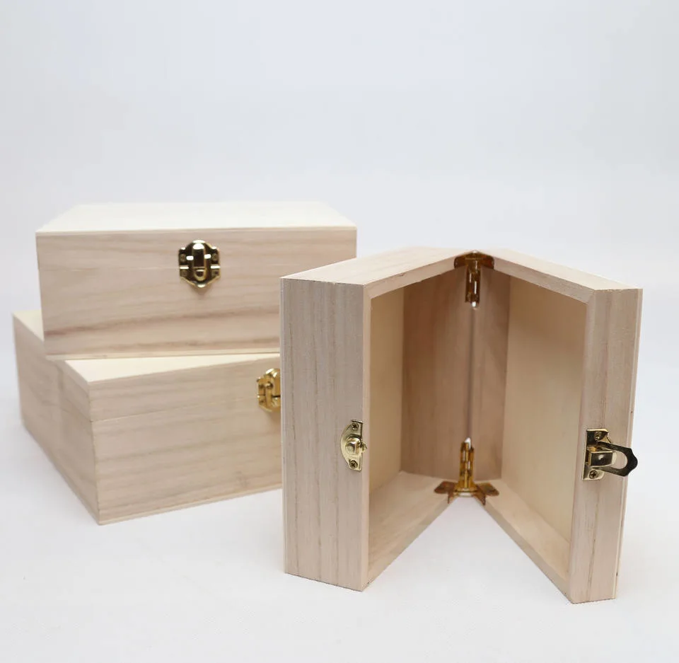 Customization Pine/Paulownia Plywood/Wooden Box with Lock for Jewelry/Gift Storage