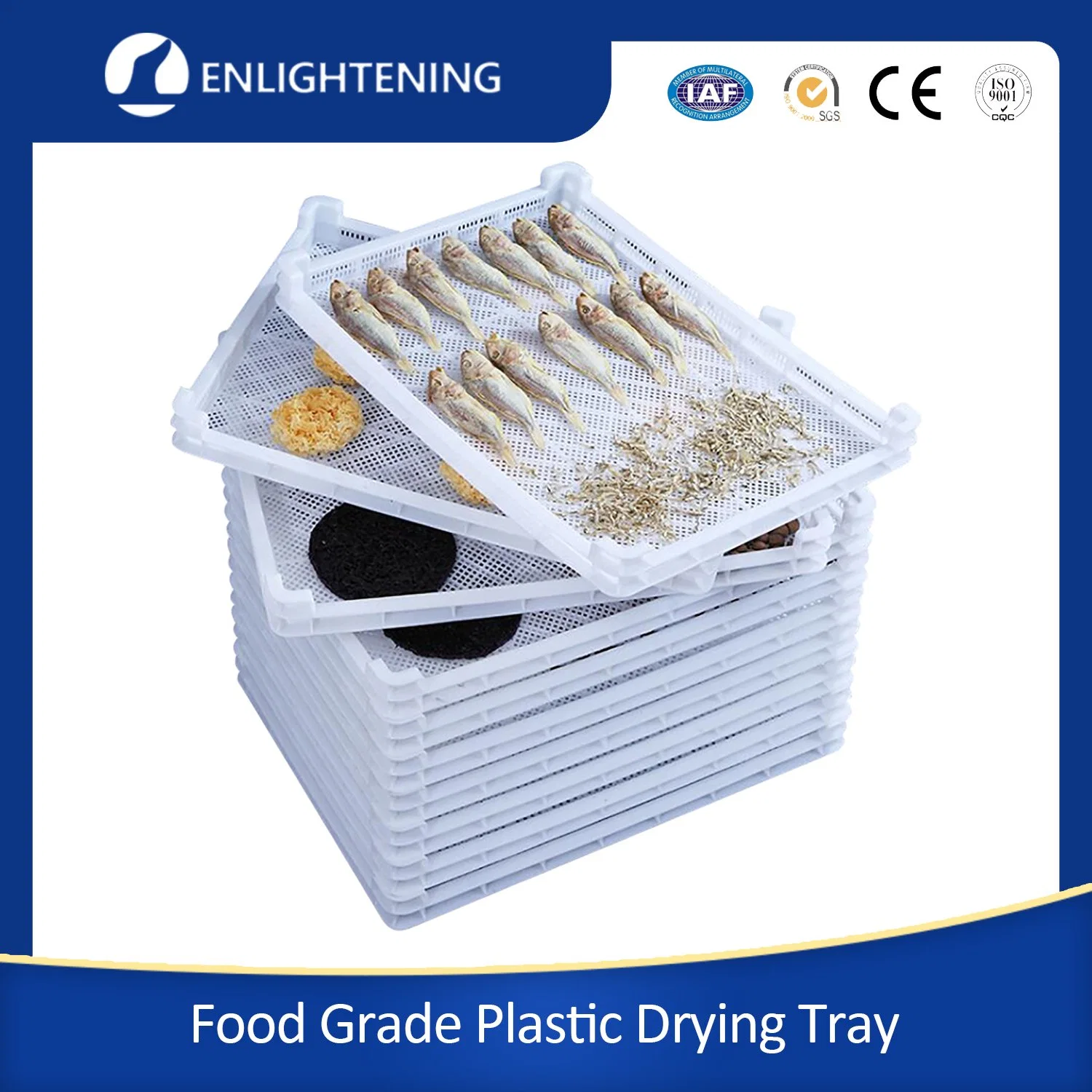 Wholesale/Supplier 600X800X75mm Cheap Price HDPE Food Grade Stackable Agriculture Drying Plastic Tray for Drying Seafood/Fruits/Vegetables/Soap Pasta/Mushroom/Drugs