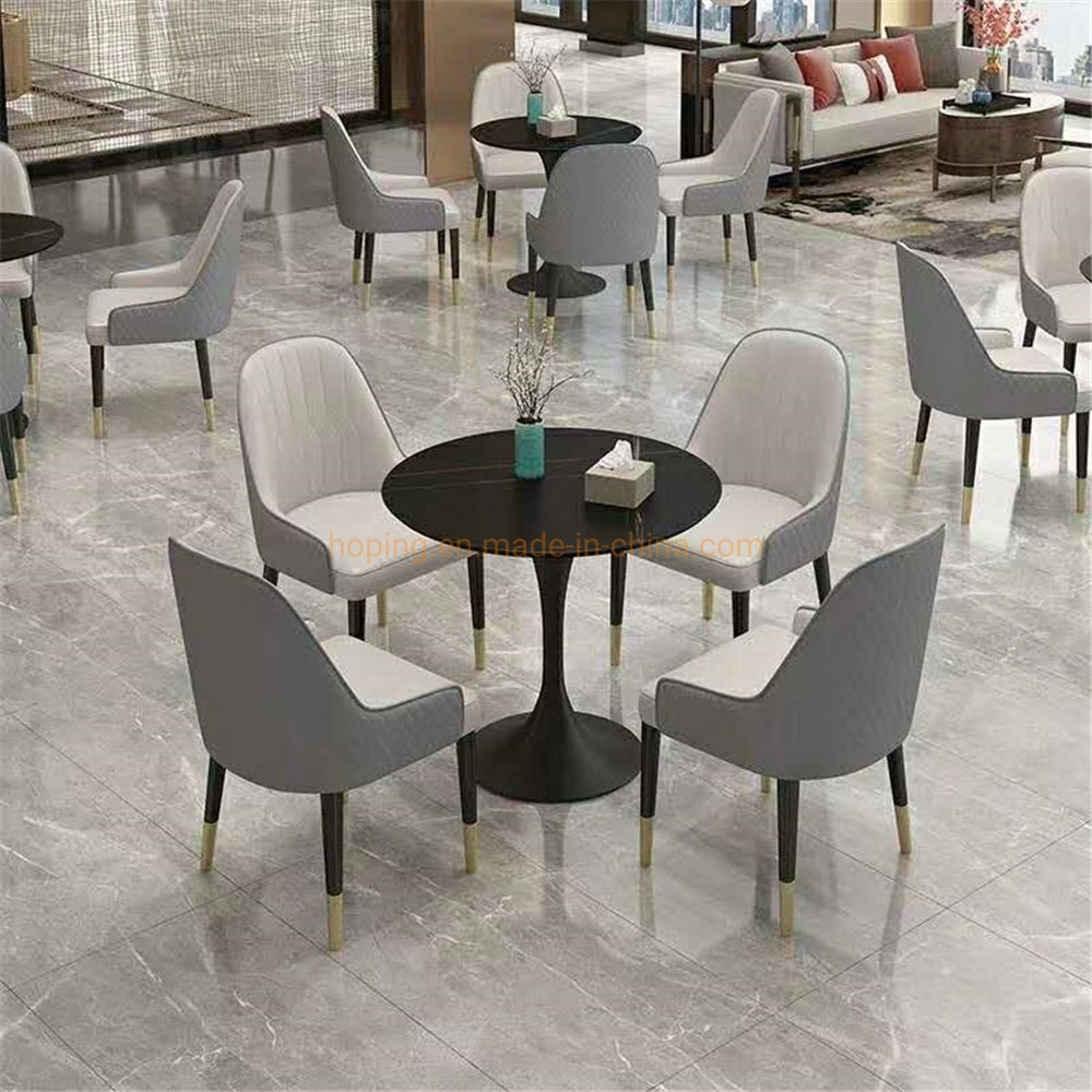 New Modern Design Elegant Black Metal Legs Restaurant Dining Table MDF with Paper Coffee Table