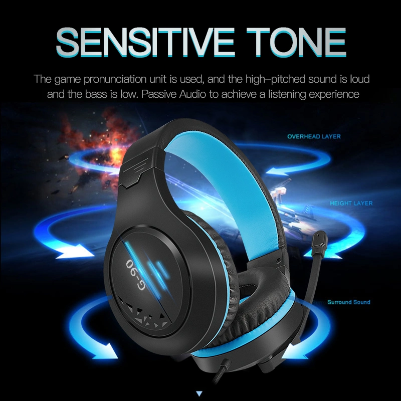 Gaming Headsets Gamer Headphones Surround Sound Stereo Wired Earphones USB Microphone Colourful Light PC Laptop Game Headset