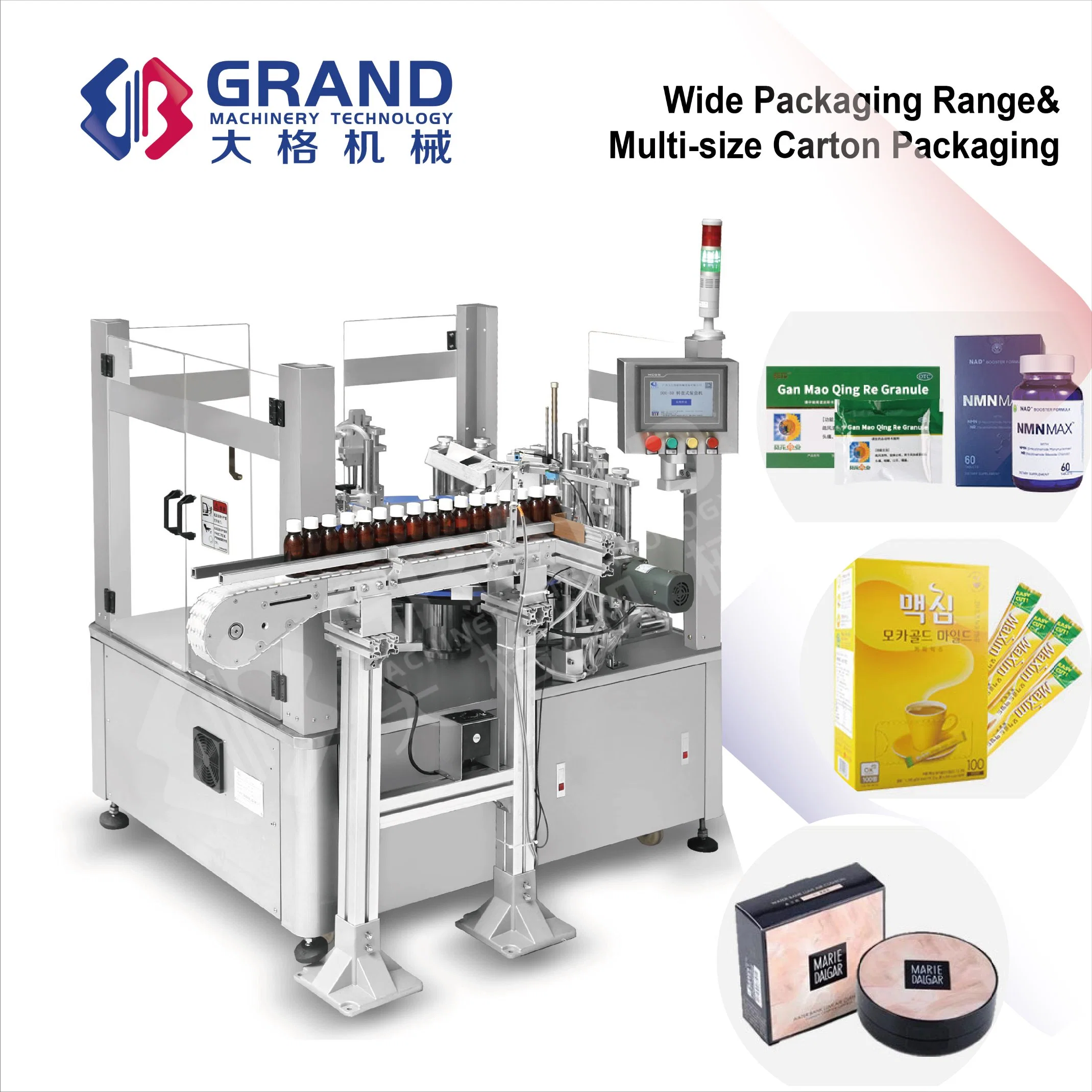 Automatic Soft Products/Food/Dessert/Bottle/Pharmaceutical/Beverage/Daily Use Products Cartoning Box Packing Machine with Robot Arm