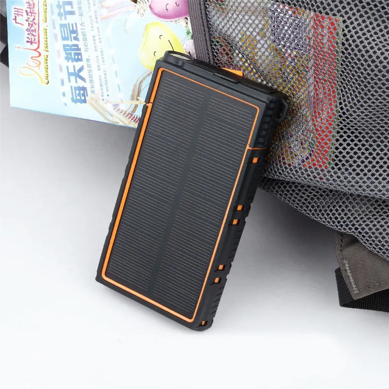 Tragbare wasserdichte drahtlose Solar Power Bank USB Schnellladung 10000mAh Solarladegerät, Backup-Batterie