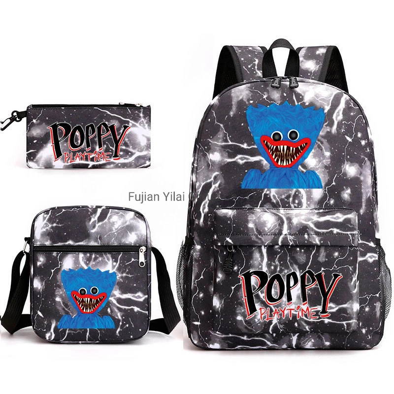 Customized New Arrival Huggie Wuggie Poppy Playtime Game Three-Piece Set Shoulder Bag+Backpack+Pen Bag 3 in 1