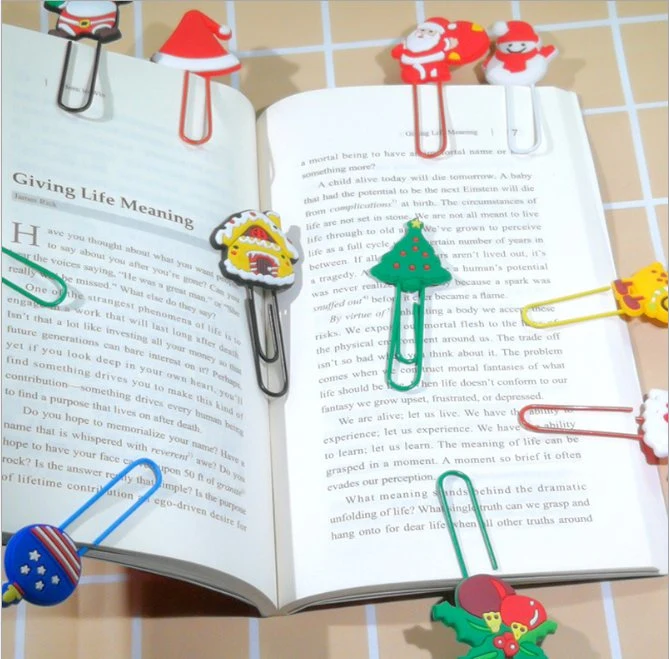 Custom Kids Gifts Toys Stationery Metal Bookmark 3D Cartoon Soft PVC Paper Clips