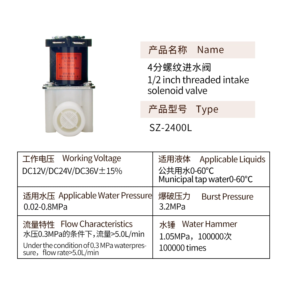 Válvula de solenoide de admisión, Entrada: Conexión rápida de 1/4 pulgadas, salida: Varilla recta de 1/4 pulgadas