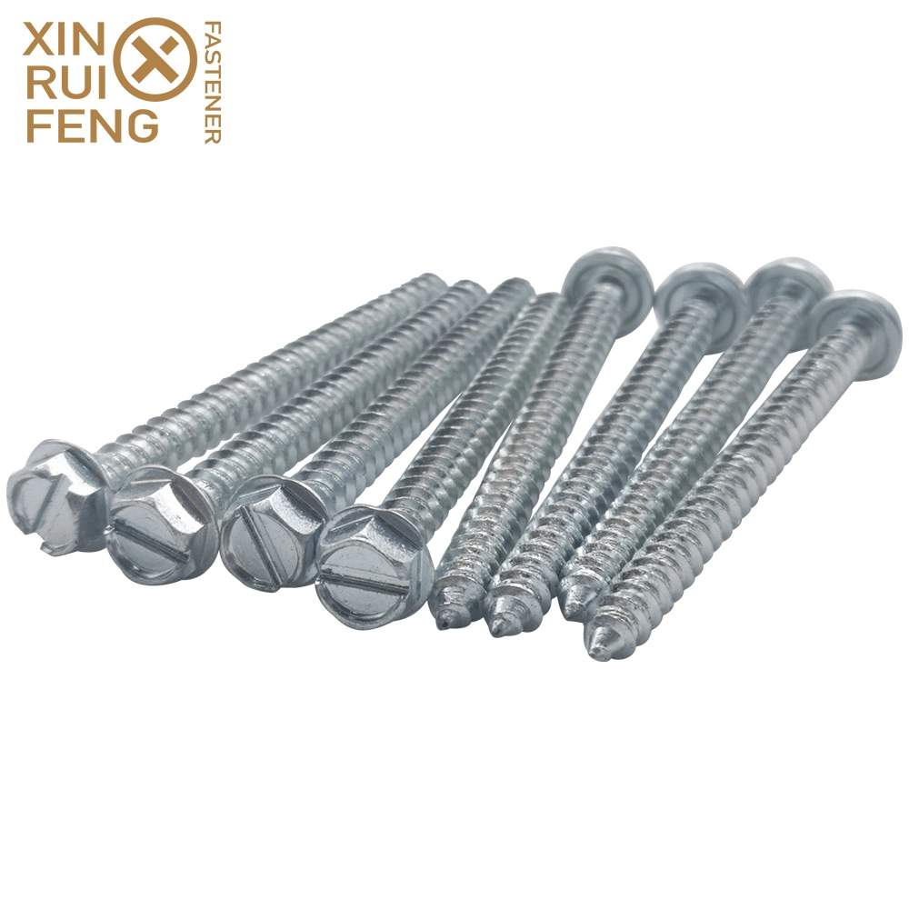 Slotted Drive Hex Head White Zinc Plated Self Tapping Screw Carbon Steel Hardware Fittings