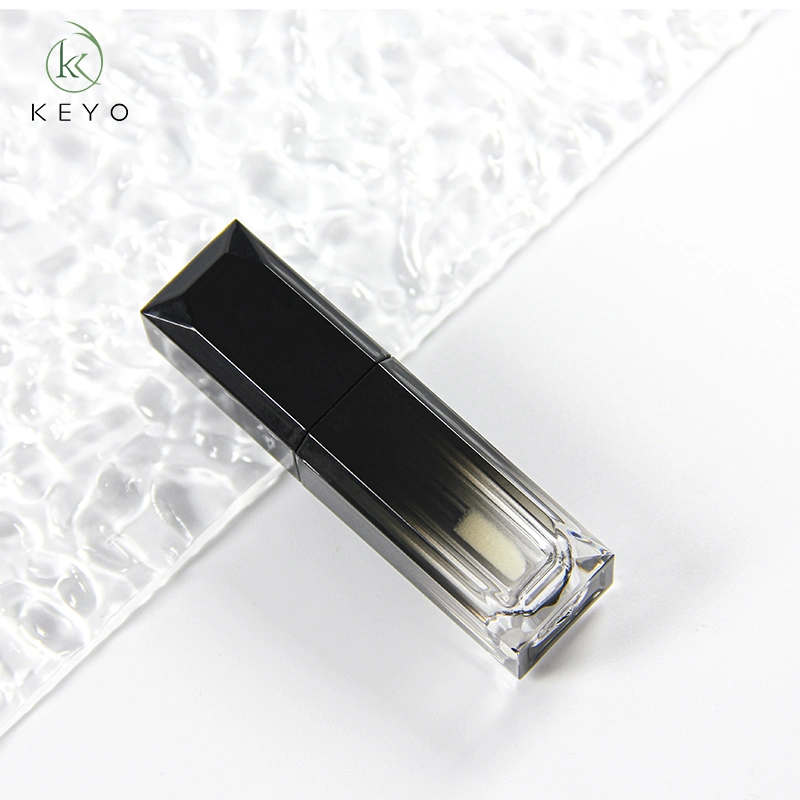 Free Sample Custom Plastic 6ml Square Black Gradient Lip Gloss Tubes Packaging