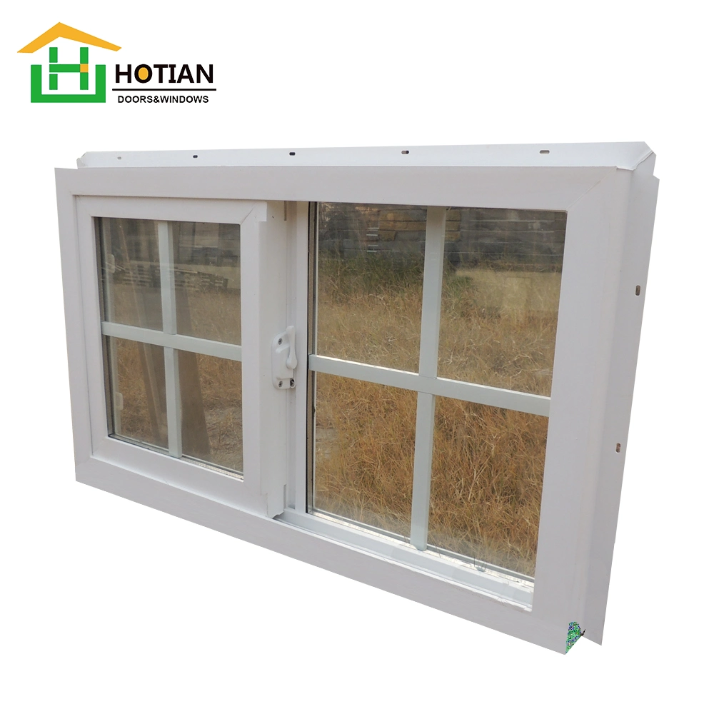 Tempered Clear Glass American Style Single Slide PVC Windows for House