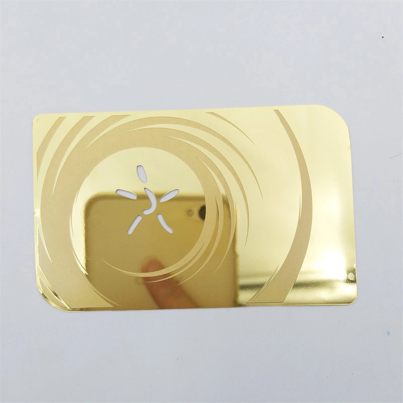 Thickness 0.5mm Personalised Laser Engraving Gold Plated Stainless Steel Metal Business Card