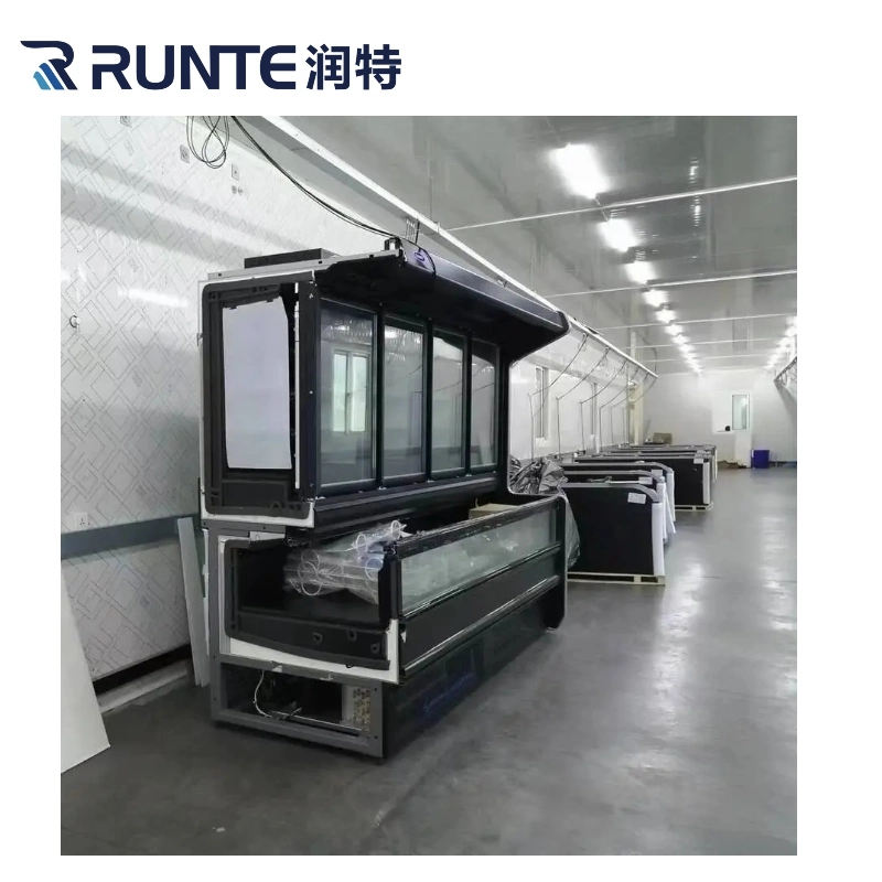 Top Quality All-Round Refrigeration Direct Cooling Glass Display Showcase with Brand Compressor