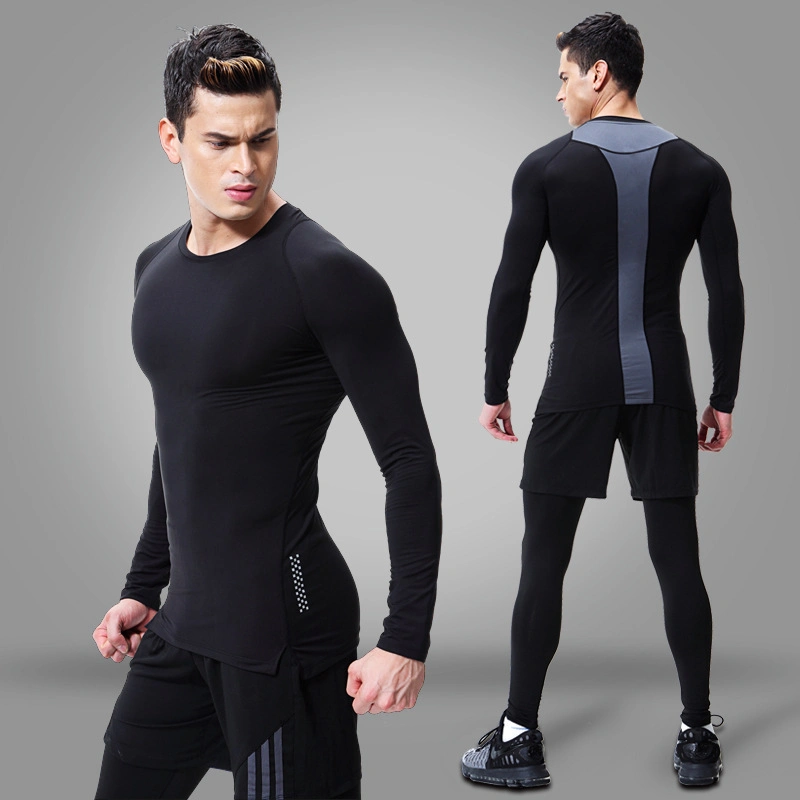 SJ-MT2007 Sport Wears Gym Men Shirt Compression Leggings Three Pieces