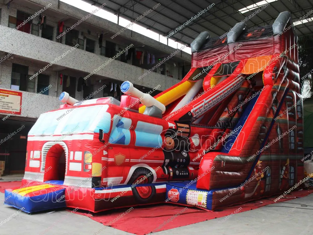 Big Commercial Outdoor Hot Sale Inflatable Slide Fire Truck Inflatable Slide Chsl765