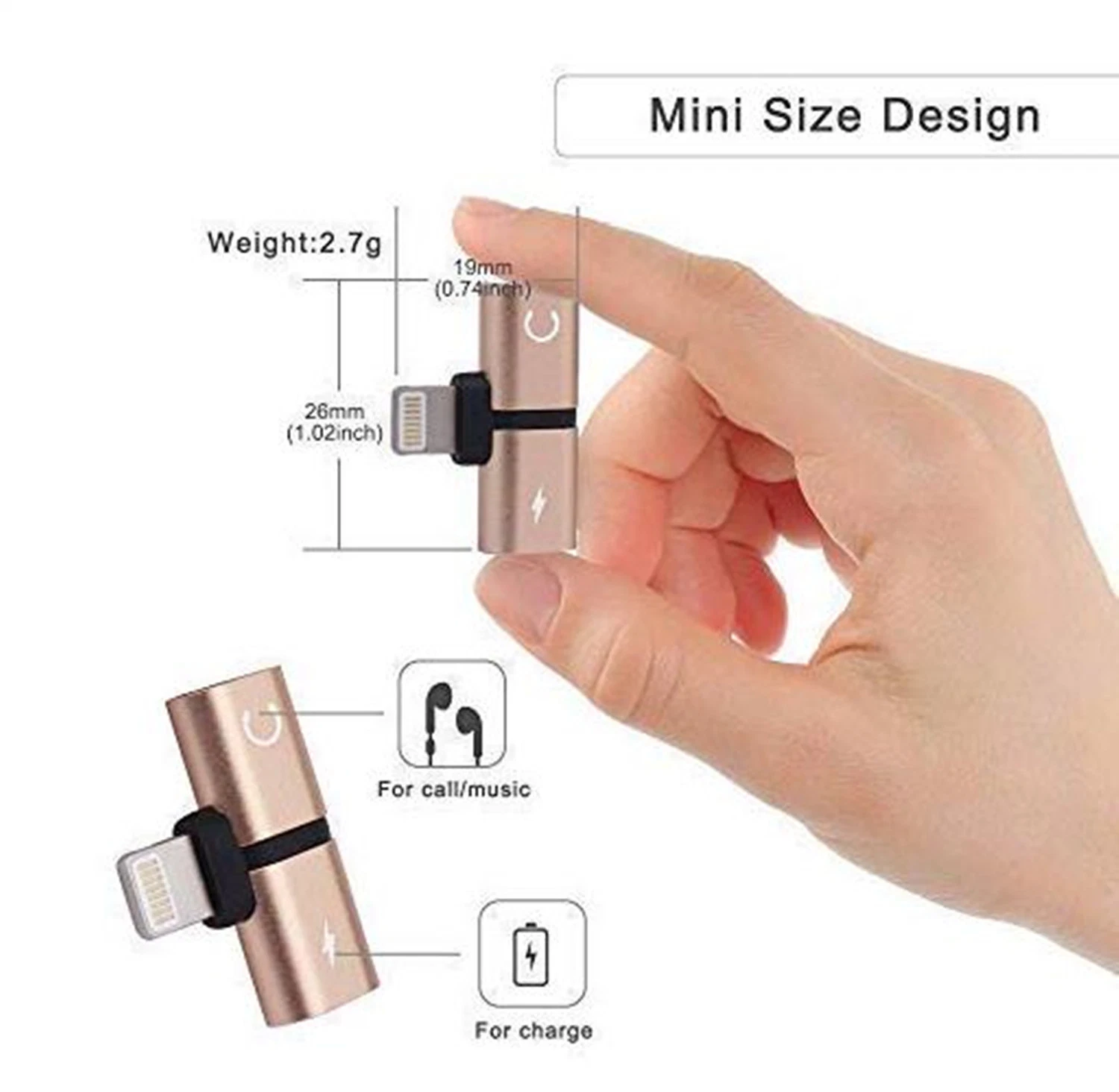 2 in 1 Dual Ports Splitter Adapter for iPhone Audio and Charge