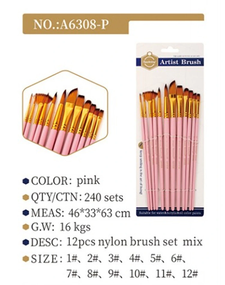 Wholesale/Supplier 12PCS High quality/High cost performance  Art Set Paint Tools Nylon Bristle Artist Brush