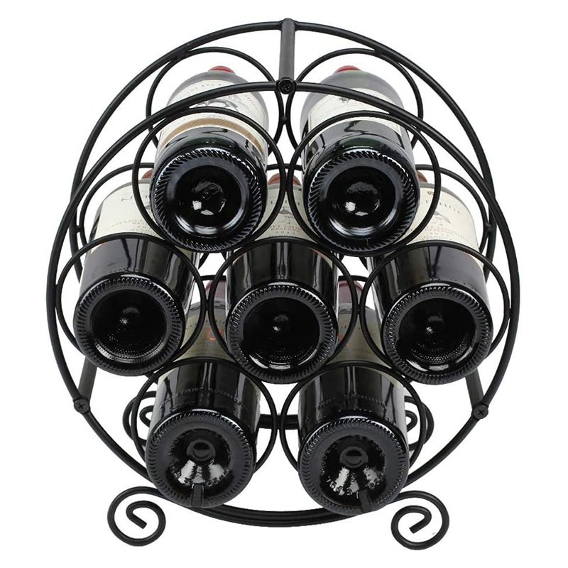 Premium Metal Black Free Standing Wine Bottle Storage Rack Table Cabinet Wine Holders 7bottles Countertop Tabletop