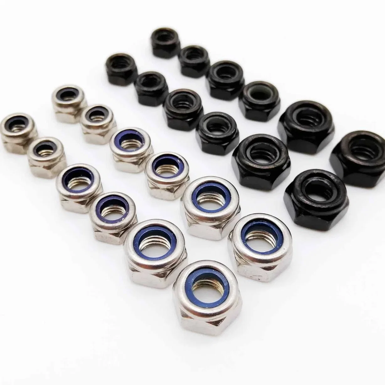 Black Stainless Steel Nylon Insert Lock Nut Self-Locking Hex Nuts Locknut Slip Lock Nut