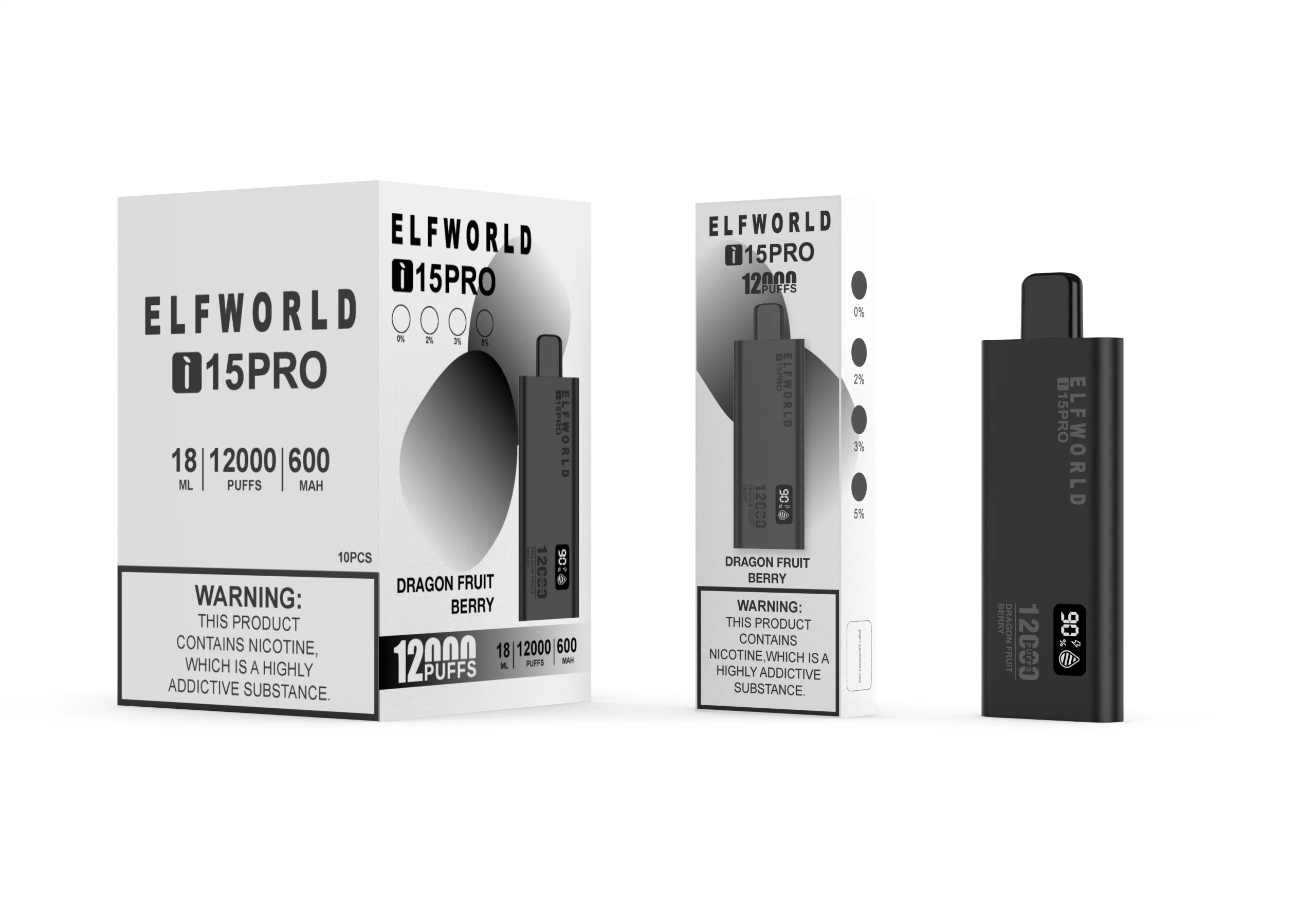 Elfworld I15PRO 12000 Puffs Digital Smart Long Lasting Disposable Vape Pen Mesh Coil Wholesale Distributor OEM Lost Elf Mary Big Smoke Factory