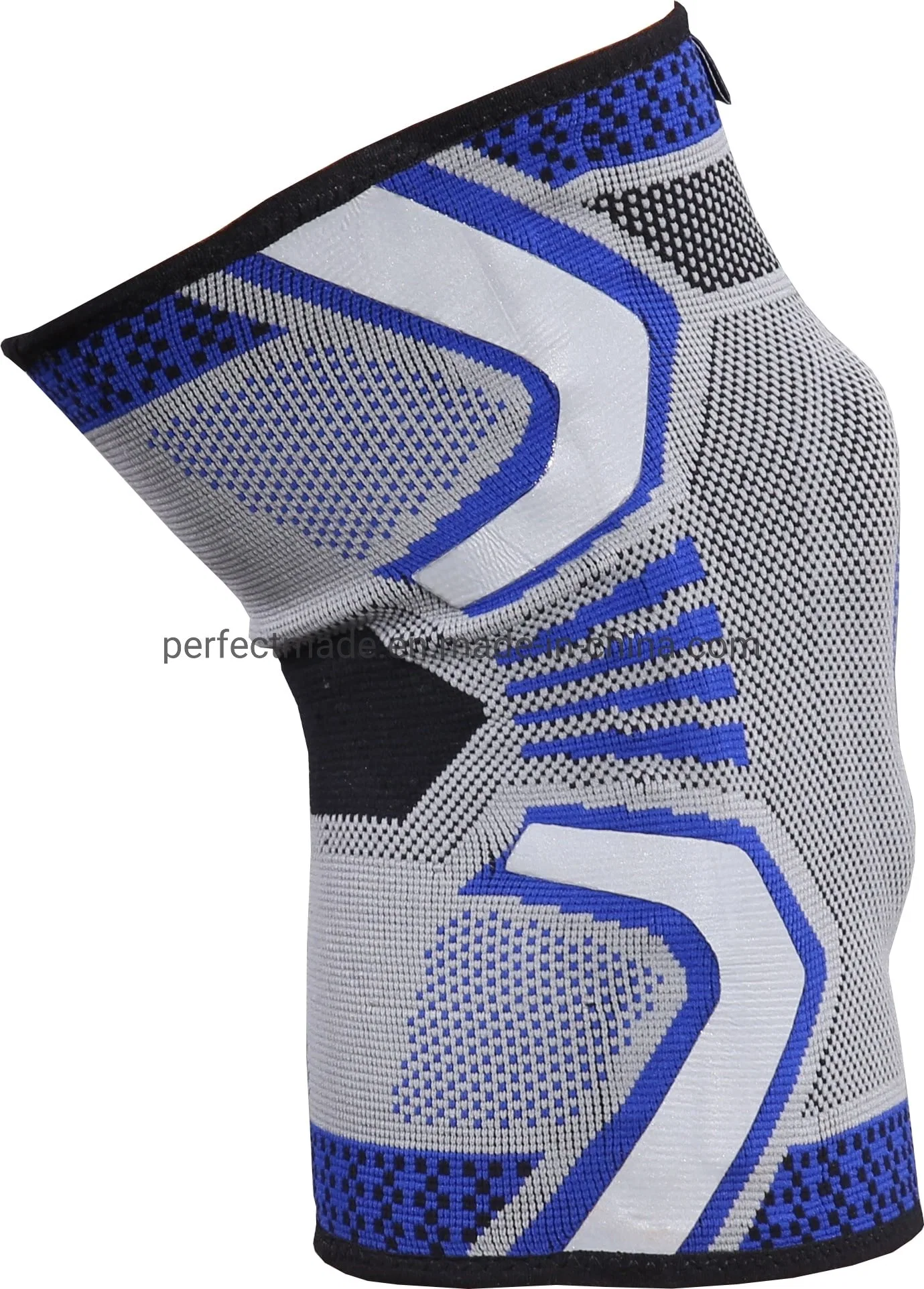 Nylon Spandex Knitted Sport Knee Brace with Silicone Pads