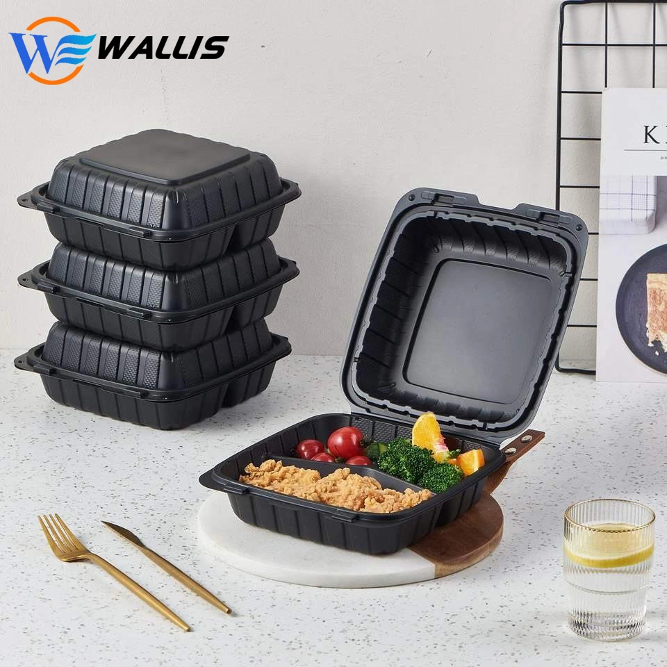 Disposable Plastic Takeaway Meal Tray Biodegrade PLA Lunch Box