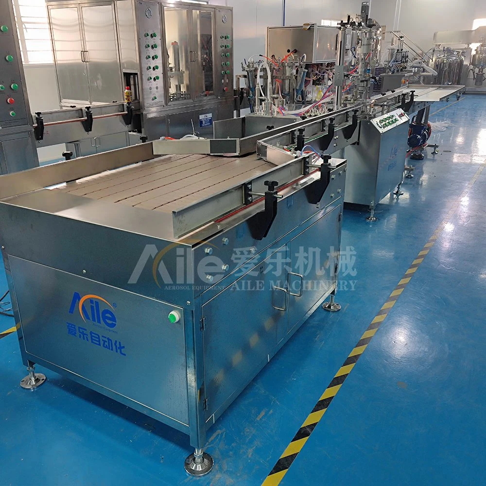 Aerosol Chamber Piston Pump Filling Capping Crimping Labeling Line Machinery for Aerosol Spray