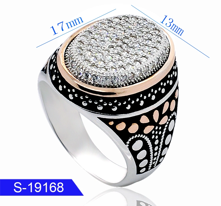 Wholesale/Supplier 925 Sterling Silver Jewelry Islamic Micro Pave CZ Stone Finger Ring for Men