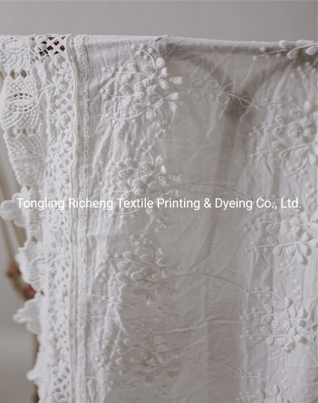 Linen Blend Fabric for Trendy 3D Flower Embroidery Fabric Dress