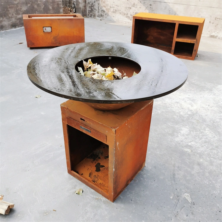 Outdoor Corten Steel Metal Fire Pit Barbecue Grill BBQ Brazier Grill