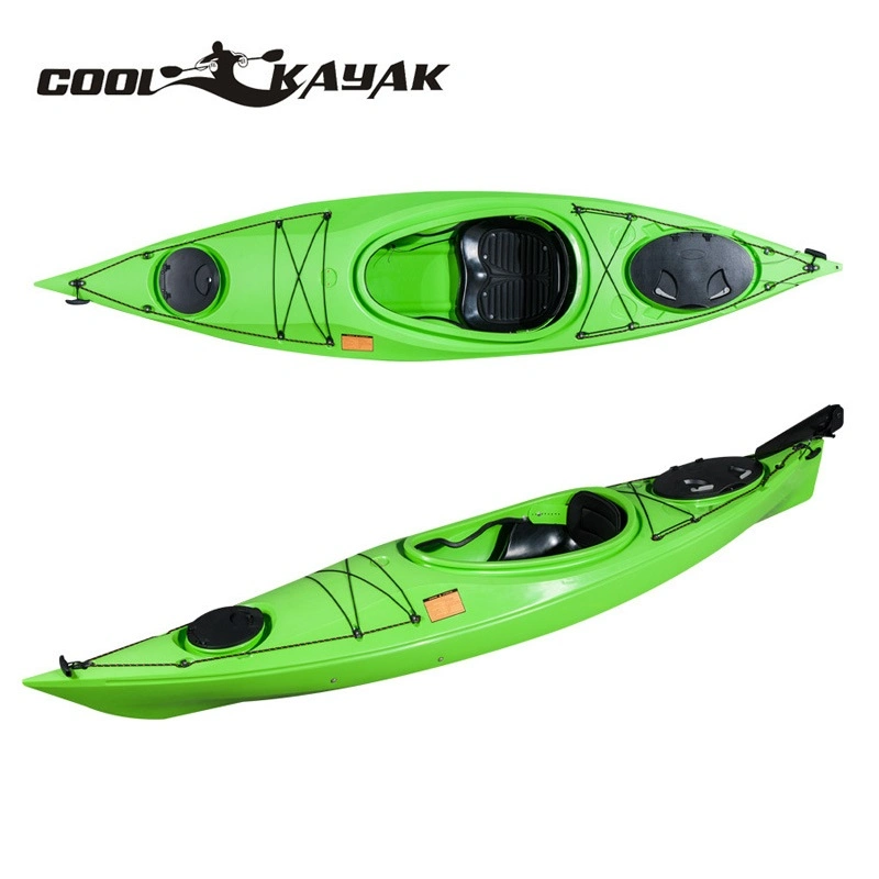 Hot Sales Racing Sit in Ocean/Sea Kayak 3.3m Length Single Fishing Boat HDPE Plastic Roto Molded Canoes with Rudder System Also Good for Rental Business