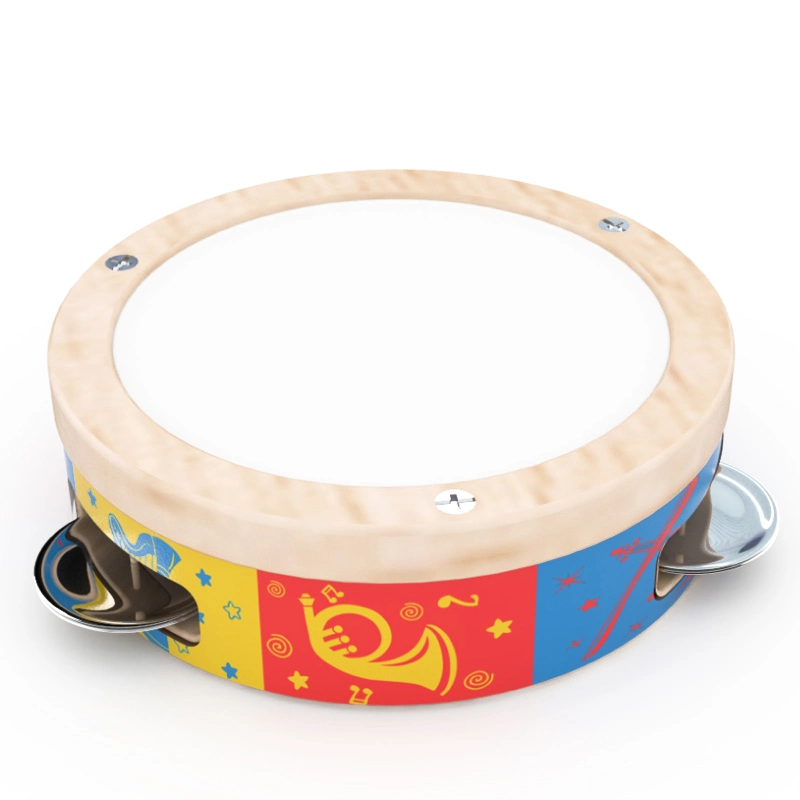 Wooden Toy Wooden Tambourine Baby Musical Toys Children Drum Musical Toy