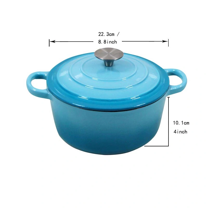 22cm de hierro fundido esmaltado 3.8qt cazuela de horno holandés