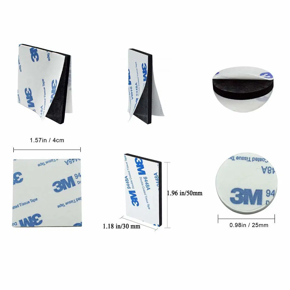 Double-Sided Foam Tape Strong Pad Installation, Black Self-Adhesive Tape Customization Includes Square, Round and Rectangular