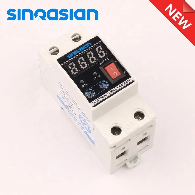 New 63A Current Adjustable Automatic Electronic Smart Circuit Breaker with Over Under Voltage Overload Short Circuit Protection