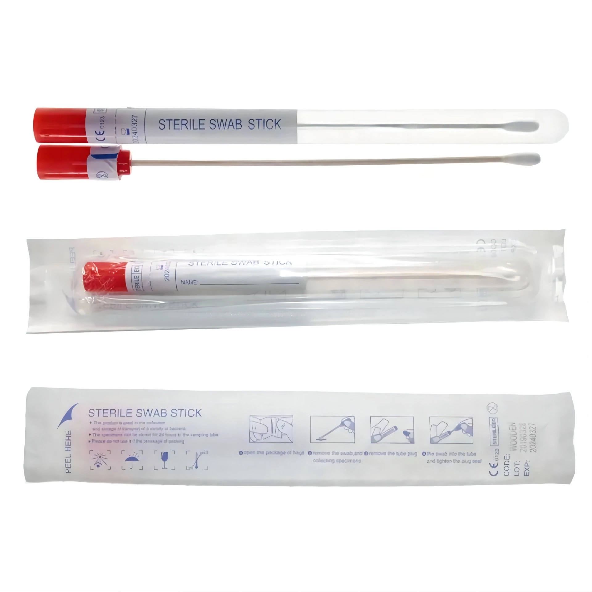 Transport Nylon Flocked Oropharyngeal Nasal Oral Sterile Medical Swab Stick