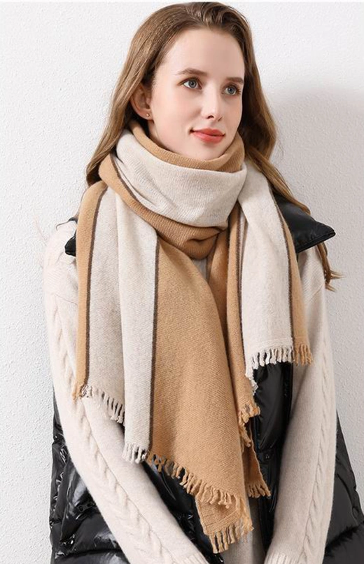 Wholesale Winter Warm Chunky 100% Merino Wool Long Scarf للسيدات