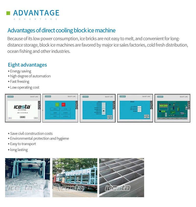Icesta Water Cooled Industrial Block Ice Machine for Food Fresh