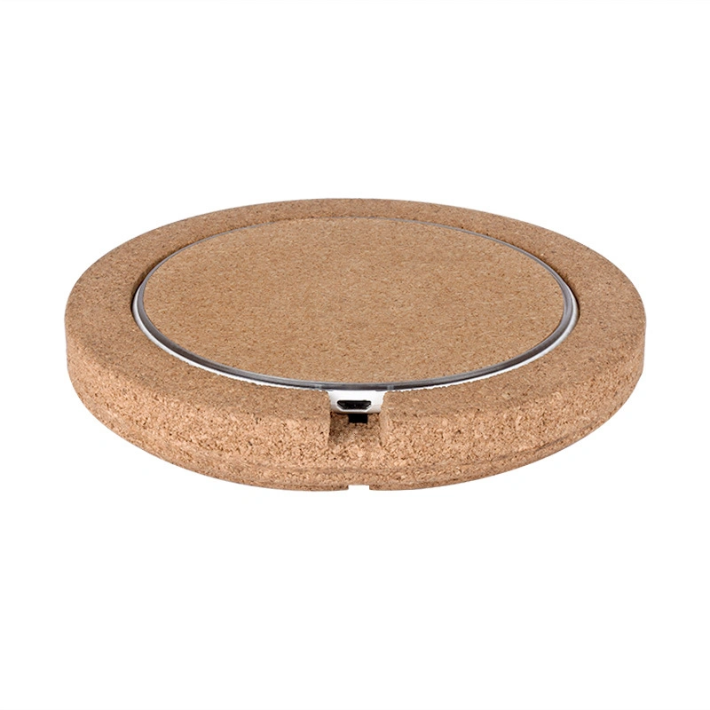 Nouveau téléphone portable ultra-fin de bureau 15W Wmbedded Cork rond sans fil Chargeur