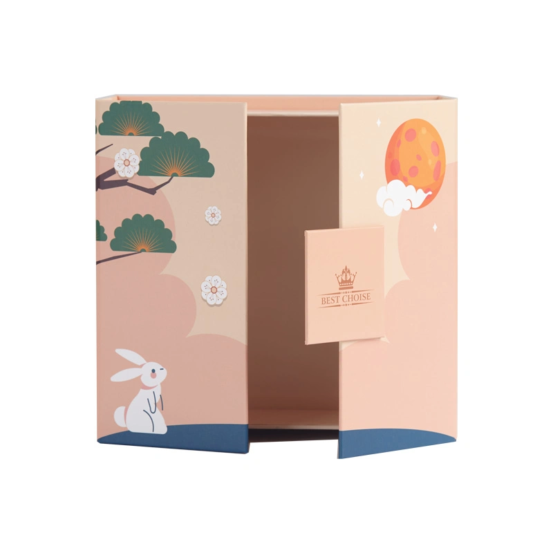 Diseño creativo Embalaje de Regalo cartón rígido Caja de Regalo transparente Ventana dos puertas abiertas con caja fuerte magnética Embalaje personalizado Caja Caja de cajón