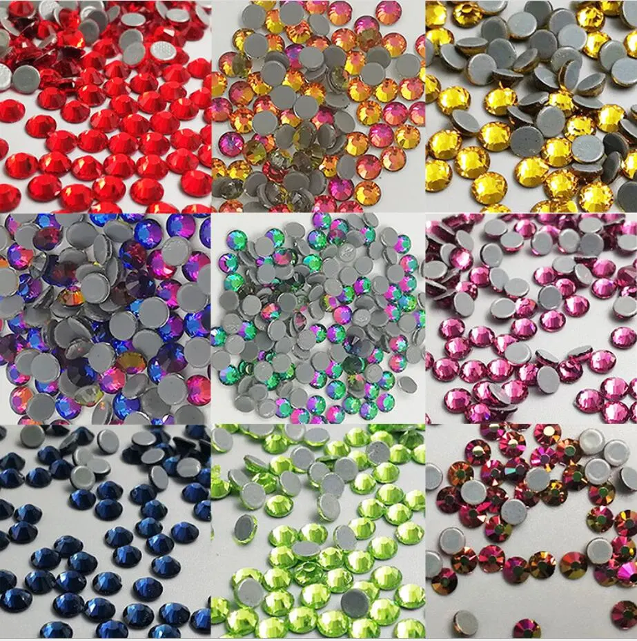 Ab Colors Flat Back Hot Fix Round Rhinestones Gem Stones for Clothing