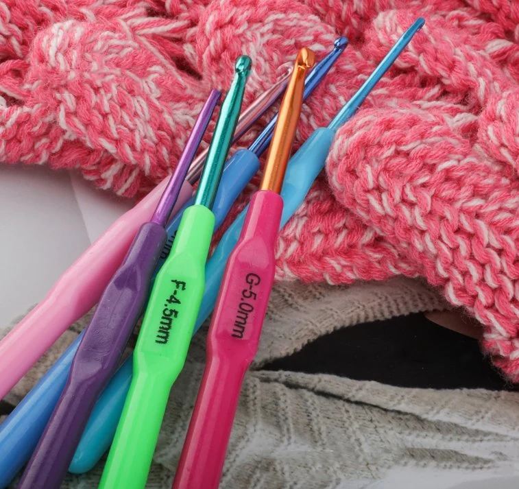 DIY красочные спицы крючок из алюминия, свитер вязание инструменты с TPR ручки