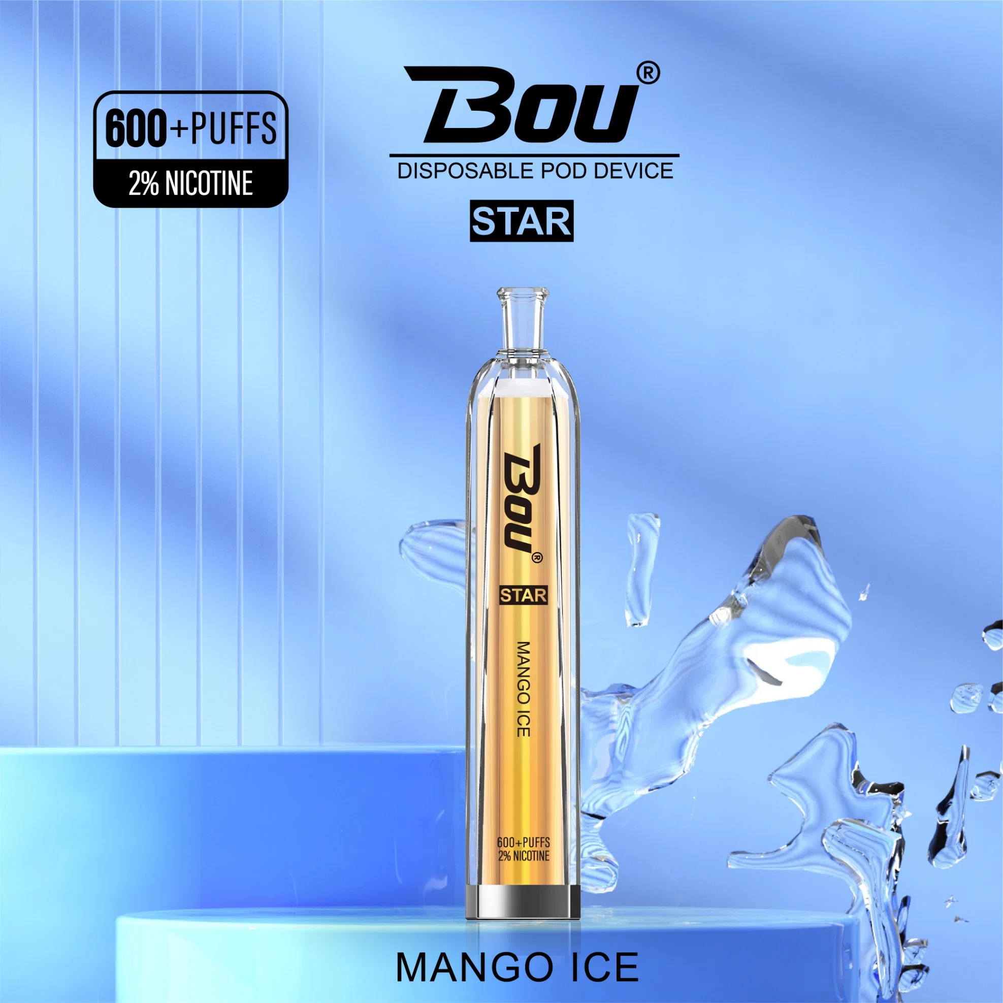 Bou Star Crystal Style Hot Belling 600 أطواق 2 مل E-Liquid بار النفخة