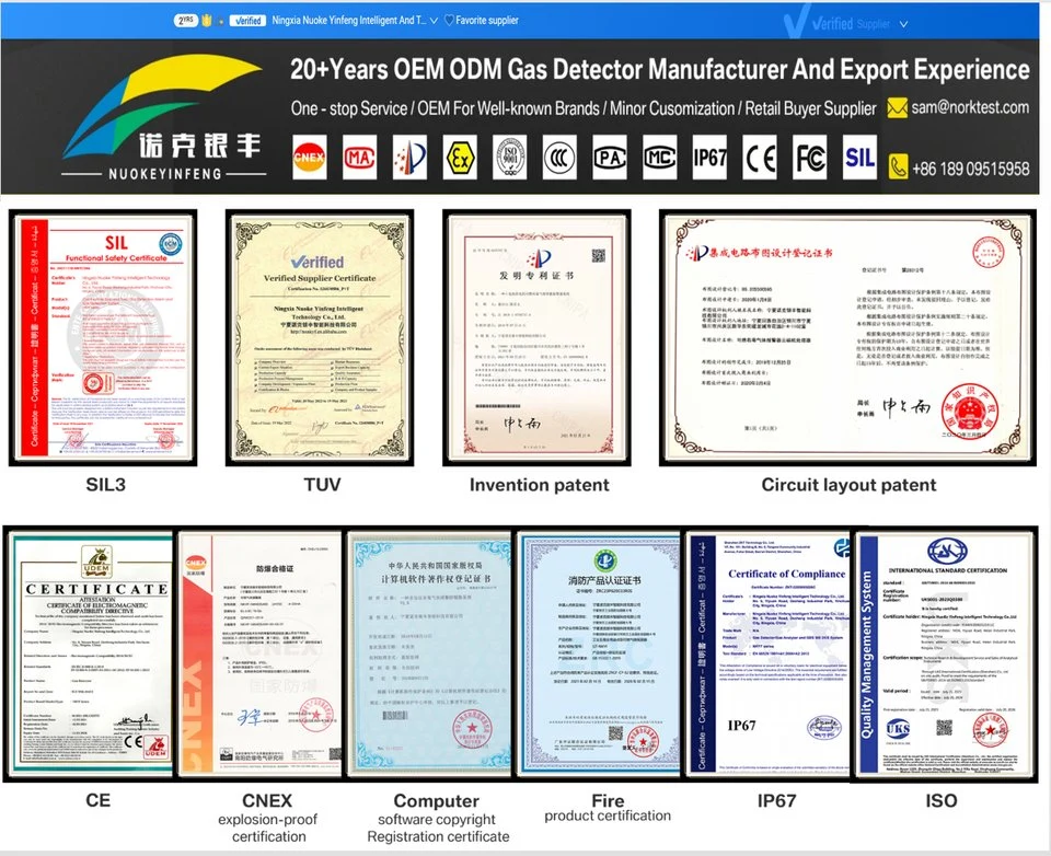 Mini portátil de dióxido de cloro único IP65 Hot Sale, sulfureto de hidrogénio Detetor de gás CO O2 H2S