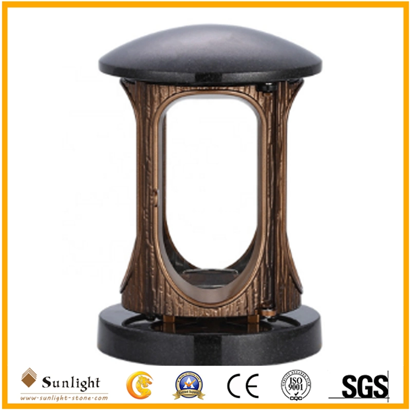 Cemetery Funeral Granite Stone Carved Garden Lamps Tombstone Lights Grave Lantern for Sale