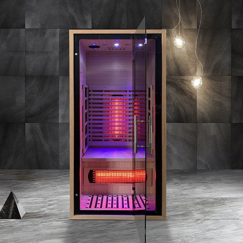 1 People Hemlock Wood Dry Steam Sauna Rooms High Quality Far Infrared Sauna